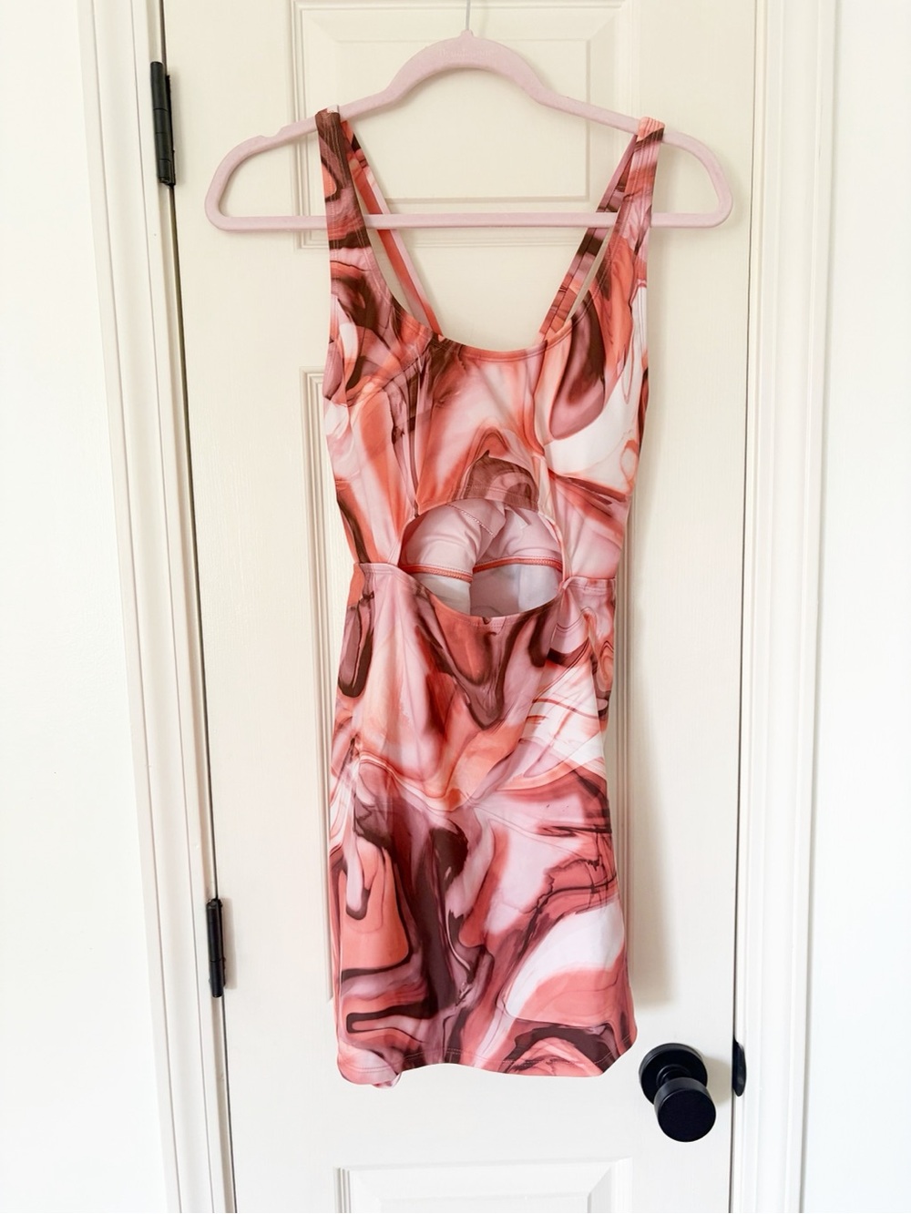 NEW ⭐️ Outdoor Voices Pink Marble One Piece Swimsuit Swim Dress Large